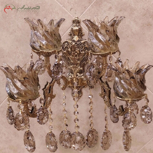 خرید، قیمت و مشخصات لوستر چهار شعله ی تمام برنزی طرح دو گل با رنگ بدنه ی آنتیک و طراحی ظریف و مدرن با گارانتی - چترزندگی