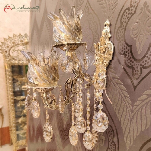 خرید، قیمت و مشخصات لوستر دیواری دو شعله مدل دو گل کوچک با رنگ فورتیک و طراحی بی نظیر، فروش به قیمت تولیدی - چترزندگی