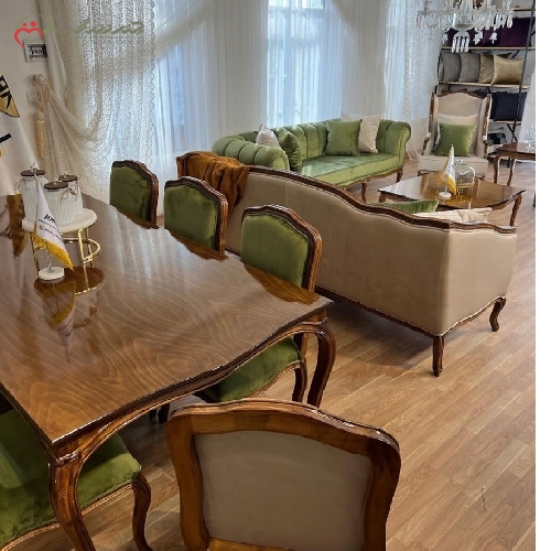 خرید، قیمت و مشخصات ست مبل 7 نفره و ناهار خوری 8 نفره مدل کلاسیک طراحی و تولید با ظرافت و دقت بالا دارای ضمانت نامه - چترزندگی