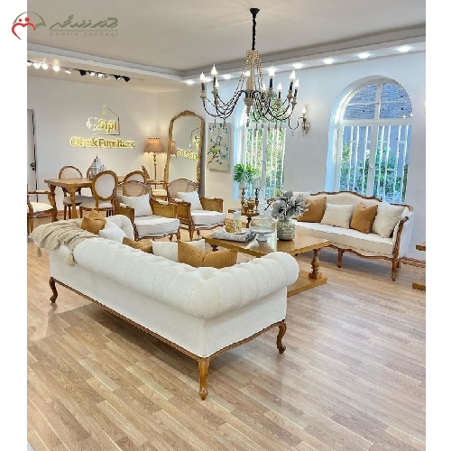 خرید، قیمت و مشخصات ست مبل 7 نفره اسپرت کلاسیک و ناهار خوری 6 نفره با رنگ بسیار خاص و پارچه شیری، تنوع رنگ بدنه و پارچه - چترزندگی