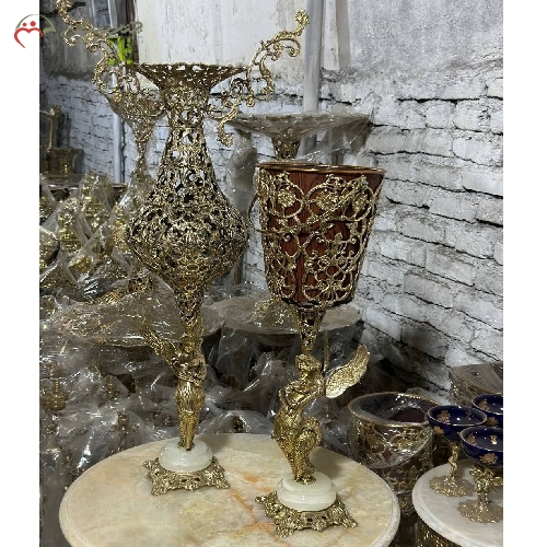 خرید، قیمت و مشخصات ست گلدان و سطل ایستاده ی برنزی طرح فرشته، بدنه ی پر کار و رنگ با کیفیت بدنه دارای ضمانت - چترزندگی