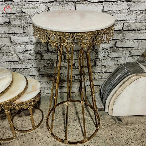 خرید، قیمت و مشخصات میز پذیرایی و تشریفات با بدنه ی برنزی طرح گل آفتاب گردان ارتفاع 93 سانت و دارای ضمانت - چترزندگی