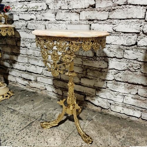 خرید، قیمت و مشخصات میز تلفن مدل پایه ماهی با رویه سنگ مرمر به ابعاد 40 سانت و حاشیه های طرح گل رز با ضمانت - چترزندگی