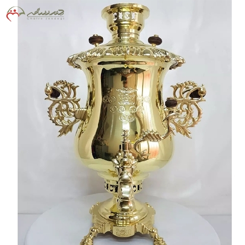 خرید، قیمت و مشخصات سماور ذغالی 8 لیتری مدل کاپ گرند در دو رنگ آنتیک و طلایی با بدنه ی ریخته گری شده دارای ضمانت - چترزندگی