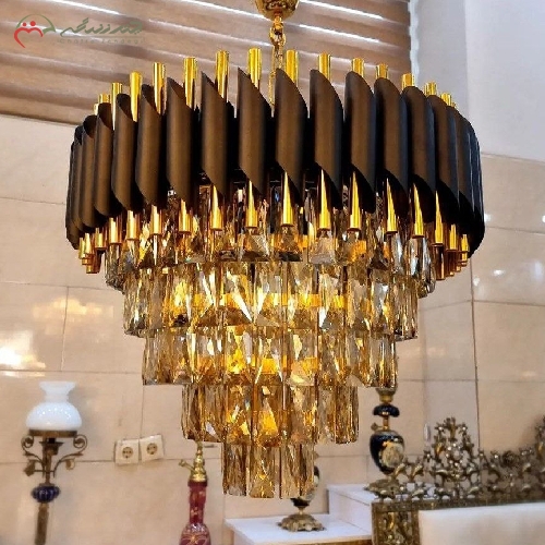 خرید، قیمت و مشخصات لوستر برنزی کریستالی 12 شعله با بدنه ی آبکاری شده و نوردهی عالی دارای ضمانت و زیر قیمت بازار - چترزندگی