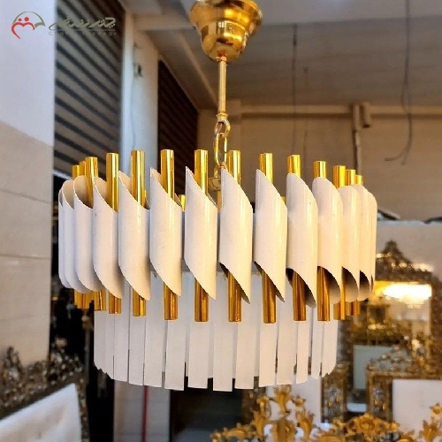 خرید، قیمت و مشخصات لوستر برنزی کریستالی با بدنه ی آبکاری شده و کریستال های یخی، با قیمت عالی و کیفیت درجه یک - چترزندگی