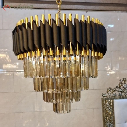 خرید، قیمت و مشخصات لوستر برنزی کریستالی مدل روناک با بدنه ی رنگ ثابت و طراحی بسیار شیک، دارای ضمانت - چترزندگی