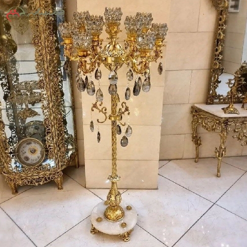 خرید، قیمت و مشخصات کنار سالنی تمام برنزی پر کار، 11 شعله با رنگ آبکاری شده و 60 ماه ضمانت رنگ، فروش به قیمت تولیدی - چترزندگی