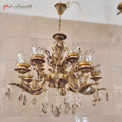 خرید، قیمت و مشخصات لوستر 5 شاخه ی دوبل ( 10 لامپ ) در سه رنگ طلایی، نقره ای و کرم قابل سفارش در تعداد شاخه ی دلخواه شما - چترزندگی