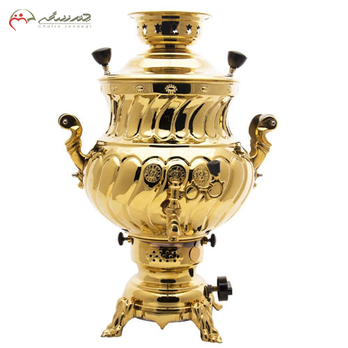 خرید، قیمت و مشخصات سماور 8 لیتری گازی گلستان مدل مارال ترکدار طلایی،ارزان و با کیفیت _ چتر زندگی