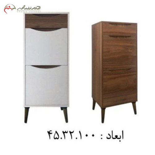 خرید، قیمت و مشخصات جاکفشی چوبی دو درب و یک کشویی مدرن با رنگبندی قابل تغییر لاکچری جدید_ چترزندگی