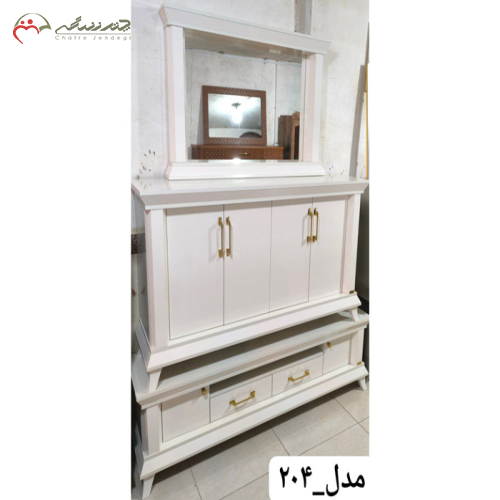 ست آینه کنسول و میز تلویزیون سفید رنگ نئوکلاسیک