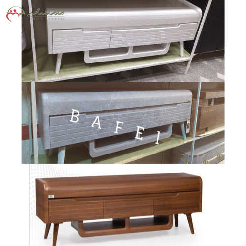 میز تویزیون چوبی سه کشویی دارای شلف دکور