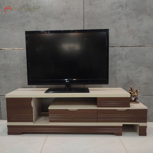 میز تلویزیون چوبی نئوکلاسیک دو رنگ زیبا