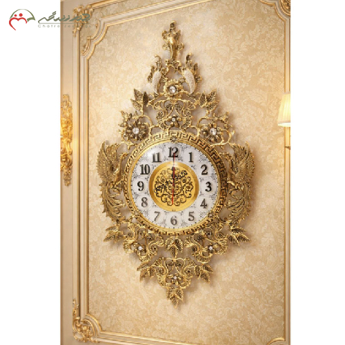 خرید، قیمت و مشخصات ساعت دیواری برنزی تاج دار طرح دو طاووس، سنگین وزن، به قیمت تولیدی _ چترزندگی