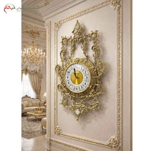 خرید، قیمت و مشخصات ساعت دیواری برنزی اصل مدل تاج دار گرد، سنگین وزن _ چترزندگی