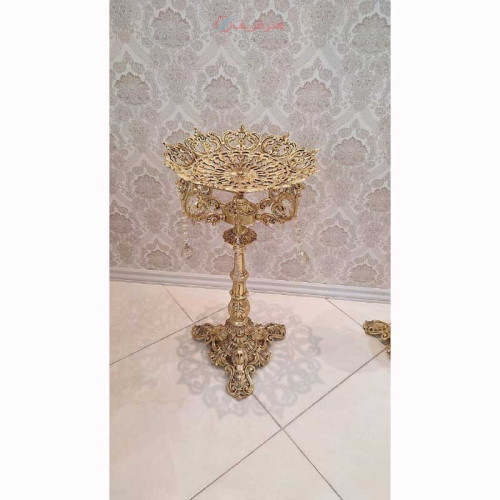 خرید آنلاین، کنار سالنی با کاسه توری میوه و 4 شاخه نگه دارنده و پایه زیبا، آلیاژ آلومنیوم با آبکاری برنز، زیر قیمت بازار | چترزندگی