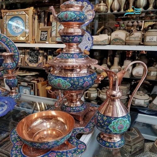 خرید آنلاین، سرویس سماور مس و پرداز، با کیفیت بالا همراه با ورق ضخیم با روکش پلی استر، با طرح خاص و زیبا، زیر قیمت بازار | چترزندگی