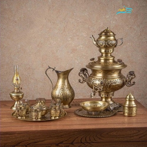 خرید آنلاین، سرویس سماور زغالی 6 لیتری برنجی دستساز، بسیار زیبا و با دوام، با روکش نانو، ماندگاری رنگ، با قیمت مناسب | چترزندگی