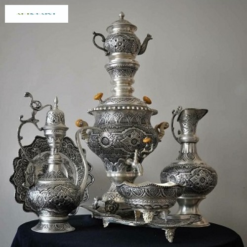 خرید آنلاین، سرویس سماور دکوری برنجی 5 لیتری و آفتابه لگن، بدون تغییر رنگ همراه با روکش کوره ای، زیبا و خاص، یا قیمتی بسیار مناسب | چترزندگی