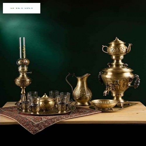 خرید آنلاین، سماور زغالی برنجی ۲.۵ لیتری طرح هخامنشی، دارای سینی ضخیم، محکم و بادوام، زیر قیمت بازار | چترزندگی