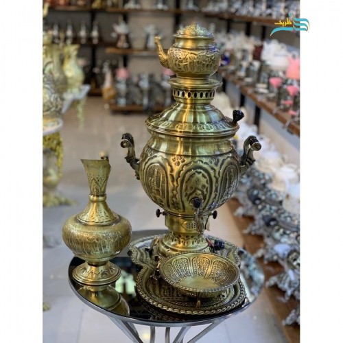 خرید آنلاین، سماور گازی (برقی) برنجی 6 لیتری با طرح خطی همراه پوشش نانو ورق یک دهم، بدون تغییر رنگ، زیر قیمت بازار | چترزندگی