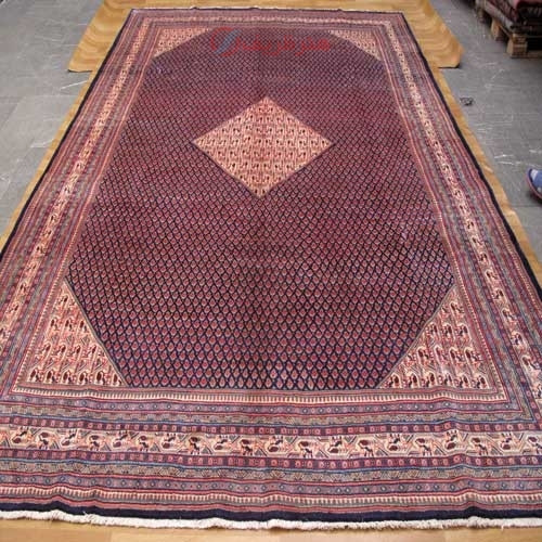 خرید آنلاین، فرش دست بافت ساروق مير، طرح بته ترنج با رنگ زمینه سرمه اي و حاشیه كرم کد ۳۹۲۶۵، زیر قیمت بازار | چترزندگی