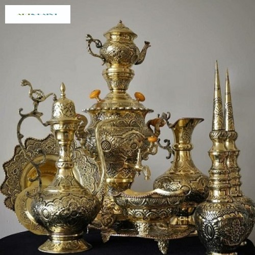 خرید آنلاین، سرویس سماور برنجی دکوری 3.5 لیتری دارای روکش کوره ای ، با قلمزنی با مهارت و زیبا، زیر قیمت بازار | چترزندگی