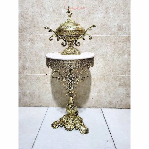 خرید آنلاین، میز تلفن آلیاژ ی آلومینیوم با تاج گل جنس درجه 1، آبکاری برنج همراه گارانتی ثبات رنگ، قیمت مناسب | چترزندگی