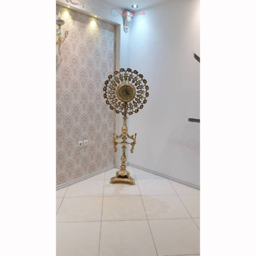 خرید آنلاین، ساعت ایستاده مدل آفتابگردون، جنس آلیاژ آلومنیوم با آبکاری برنز با کیفیت عالی، قیمت مناسب | چترزندگی