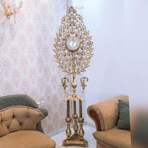 خرید آنلاین، ساعت ایستاده طرح خوشه گندم، جنس آلیاژ آلومنیوم با آبکاری برنز، قیمت مناسب | چترزندگی