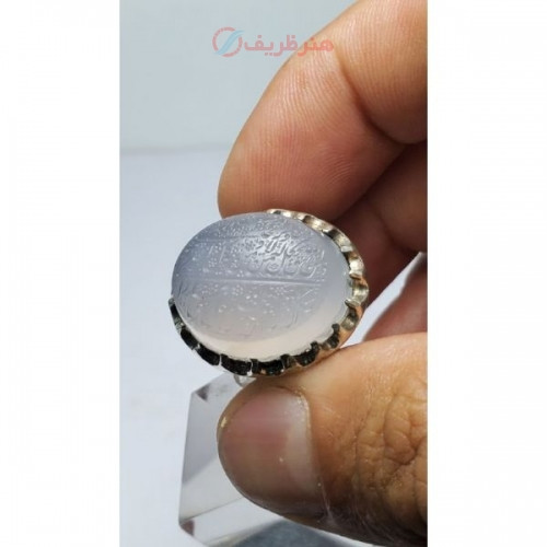 خرید آنلاین، انگشتر مردانه با نگین عقیق یمنی سمائی حکاکی شده، رکاب دست ساز نقره، زیر قیمت بازار | چترزندگی