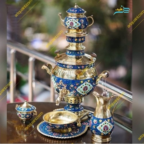 خرید آنلاین، سماور برنجی تذهیب کاری، پوشانده شده با پلی استر،زیبا و خاص، با کیفیت، زیر قیمت بازار | چترزندگی