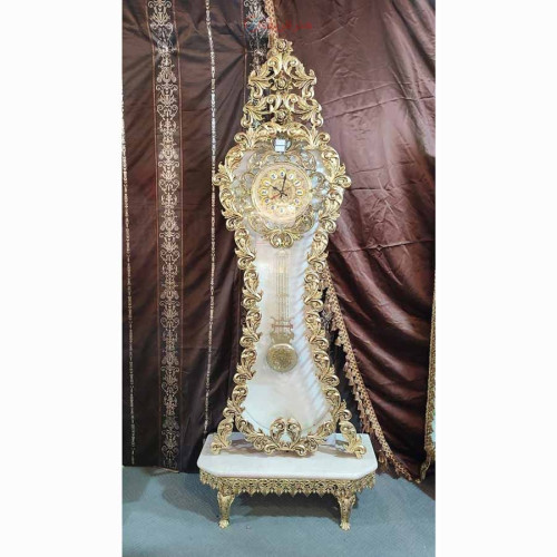 خرید آنلاین، ساعت ایستاده فوق العاده شیک از جنس آلیاژ آلومنیوم آبکاری برنج، کمر باریک، پایه دار صفحه سنگی، زیر قیمت بازار | چترزندگی