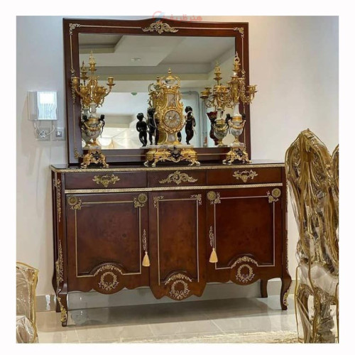 خرید آنلاین، آیینه کنسول کلاسیک، چوب روس، روکش مازول ایتالیا‌، برنز برنج، قیمت عالی | چترزندگی