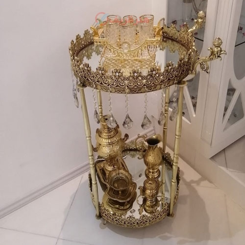 خرید آنلاین، میز بار در طرح گل و برگ از جنس آلیاژ با آلومنیوم آبکاری برنز و 2 طرح دیگر، قیمت مناسب | چترزندگی