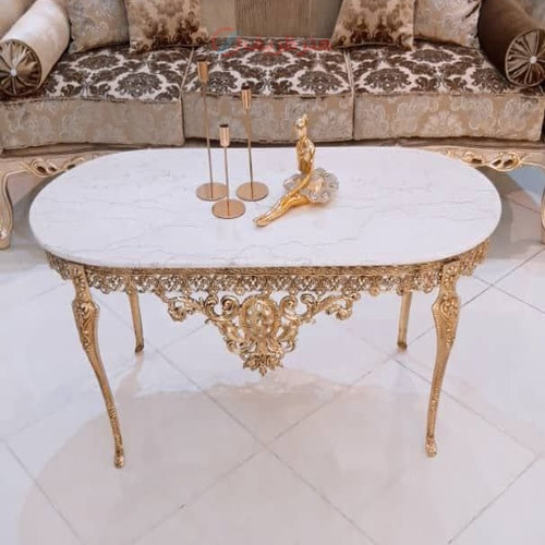 خرید آنلاین، میز عسلی بزرگ با 4 پایه شکیل، جنس آلیاژ آلومنیوم با آبکاری برنج، کیفیت عالی، زیر قیمت بازار | چترزندگی