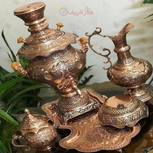 خرید آنلاین، سرویس سماور 8 لیتری ذغالی و برقی مسی با پوشش کوره ای و بدون تغییر رنگ، سنگین وزن، زیر قیمت بازار | چترزندگی