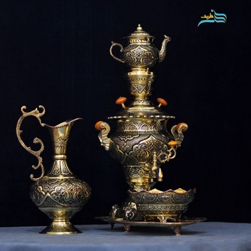 خرید آنلاین، سماور قلمزنی ریز نقش اعلاء از طرح های اسلیمی،روکش کوره ای، ثبات رنگ، با کیفیت، زیر قیمت بازار | چترزندگی