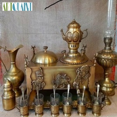 خرید آنلاین، منقل سماوری برنجی 8 کیلویی ، با ورق بسیار  ضخیم با کیفیت بالا، 20 پارچه، پر نقش و نگار، با قیمتی مناسب | چترزندگی