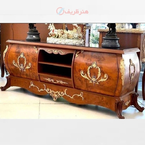 خرید آنلاین، میز تلویزیون چوبی کار دست، معرق کاری و بدنه کارشده، سفارشی با رنگ و ابعاد مورد نظر شما، زیر قیمت بازار | چترزندگی