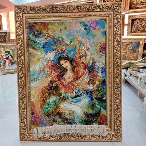 خرید آنلاین، تابلو فرش زیبا کار دست مردمان تبریز، طرح مینیاتور، رنگ طبیعی، زیر قیمت بازار | چترزندگی