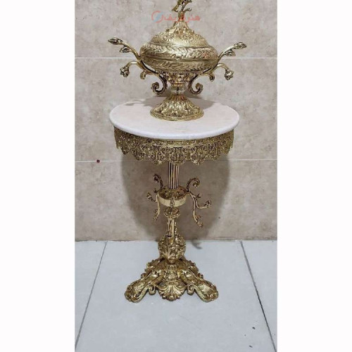 خرید آنلاین، میز تلفن با ستون شاخک پروانه ای، جنس آلیاژ آلومینیوم با آبکاری برنج، قیمت مناسب | چترزندگی