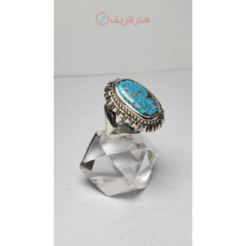 خرید آنلاین، انگشتر مردانه دست ساز با رکاب نقره و نگین فیروزه شجری نیشابوری، کیفیت عالی، قیمت عالی | چترزندگی