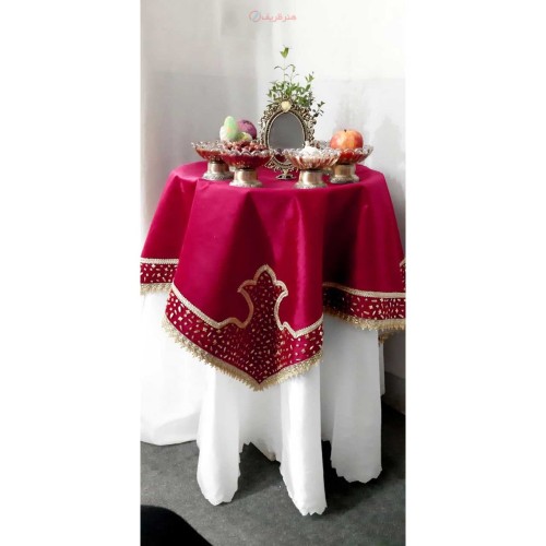 خرید آنلاین، رومیزی مخمل مربع سنگ دوزی عالی با ابعاد 100 در 100، همراه با دوختی تمیز بسیار شیک، زیر قیمت بازار | چترزندگی