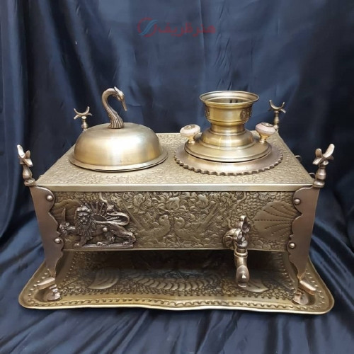 خرید آنلاین، منقل سماوری 7 کیلویی برنجی، 3 پلاک با قلمزنی اعلاء دست، سنگین وزن، زیر قیمت بازار | چترزندگی