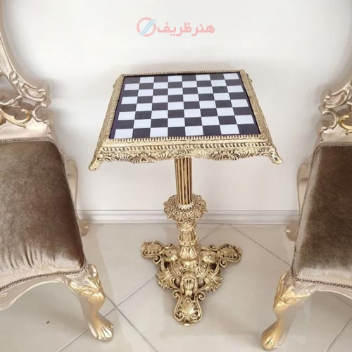 خرید آنلاین، میز شطرنج شکیل با پایه 3 شاخکی از جنس آلیاژ آلومنیوم با آبکاری برنج، ضمانت رنگ، زیر قیمت بازار | چترزندگی