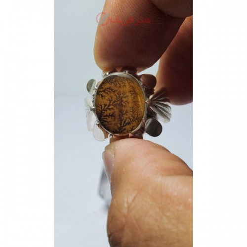 خرید آنلاین، انگشتر مردانه با رکاب نقره دست ساز و نگین شجر یمنی دو پوست، با دوام، قیمت مناسب | چترزندگی