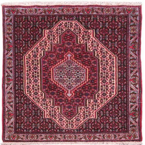 خرید آنلاین، فرش دستباف سنندج کد 37408 سایز پشتی، زمینه کرم و حاشیه آبی در طرح شکیل لچک و ترنج، قیمت مناسب | چترزندگی