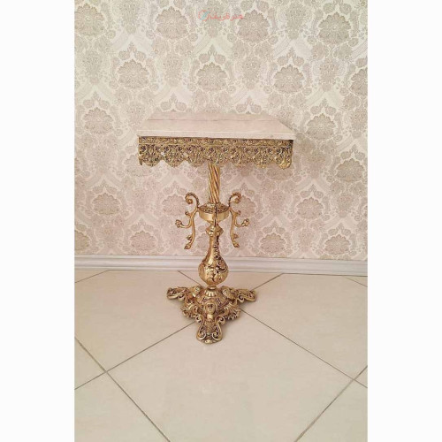 خرید آنلاین، میز تلفن آلیاژ آلومنیوم، طرح زیبای سه رخ شاخکی، قطر 40 با آبکاری برنز همراه ضمانت ثبات رنگ، زیر قیمت بازار | چترزندگی